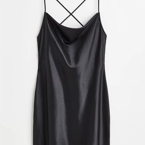 H&M Black Satin Mini Dress